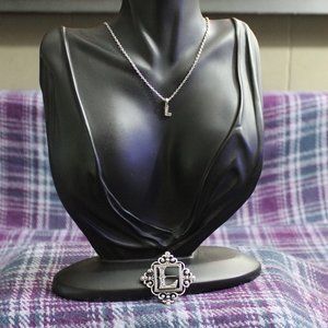 Initial L Necklace and Pin Lot